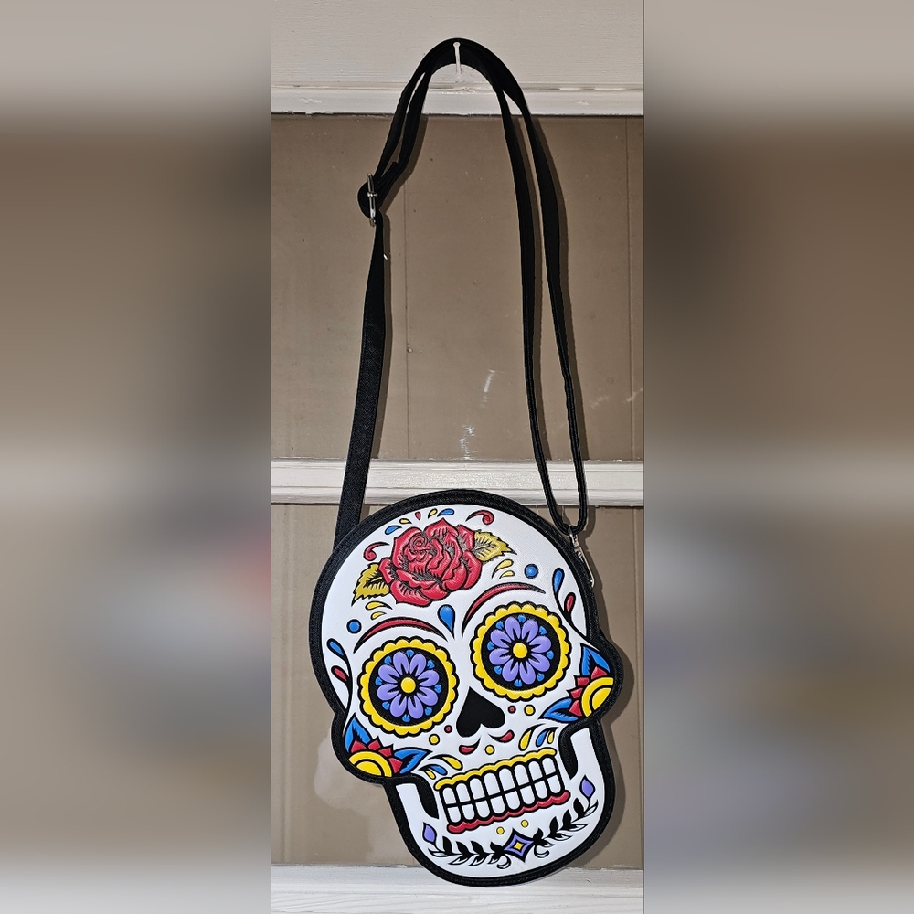 Day Of The Dead Engine Sigar Skull Crossbody Bag/ Purse